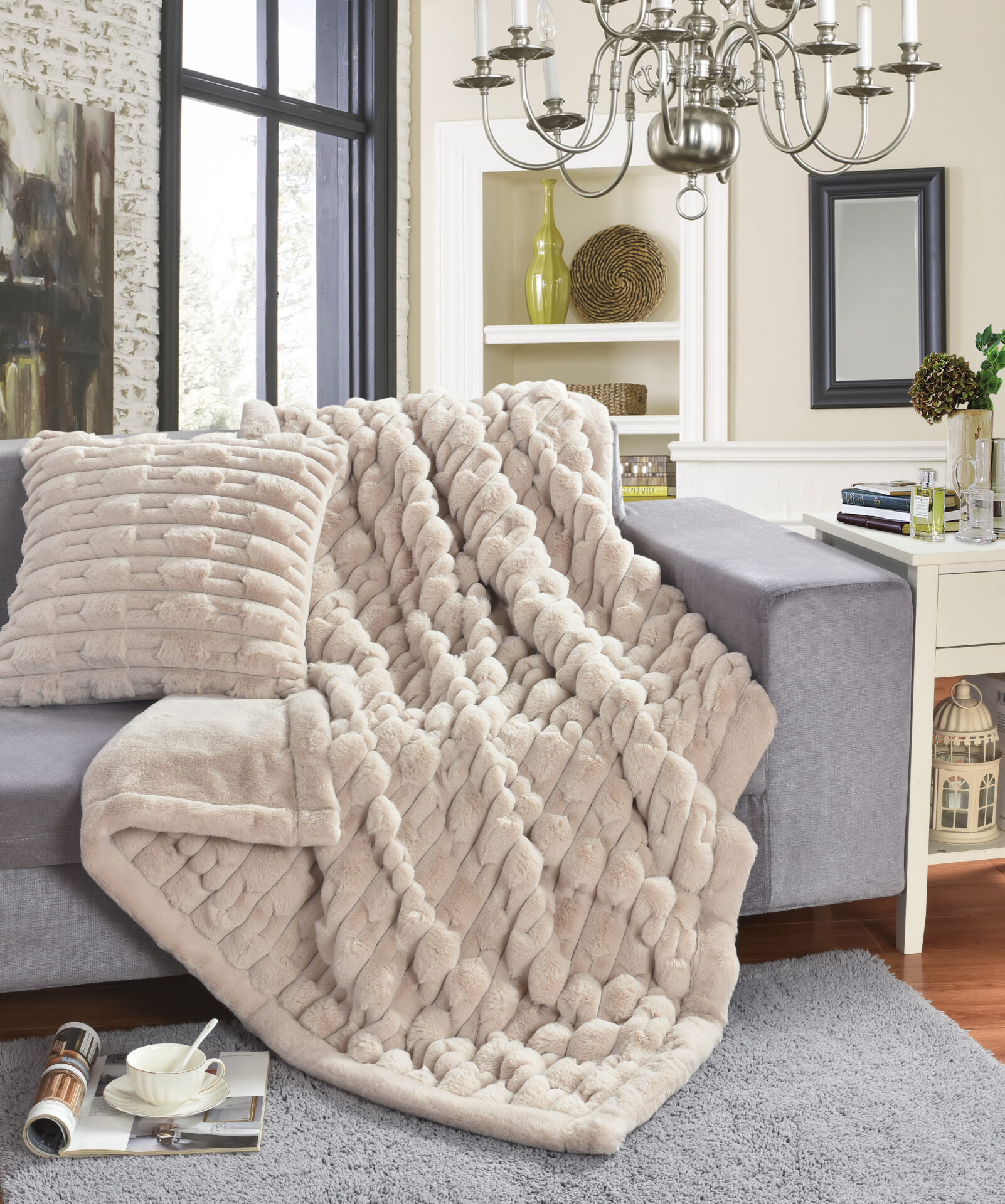 Boggi (Lt Beige) 130x180 Throw/Blanket