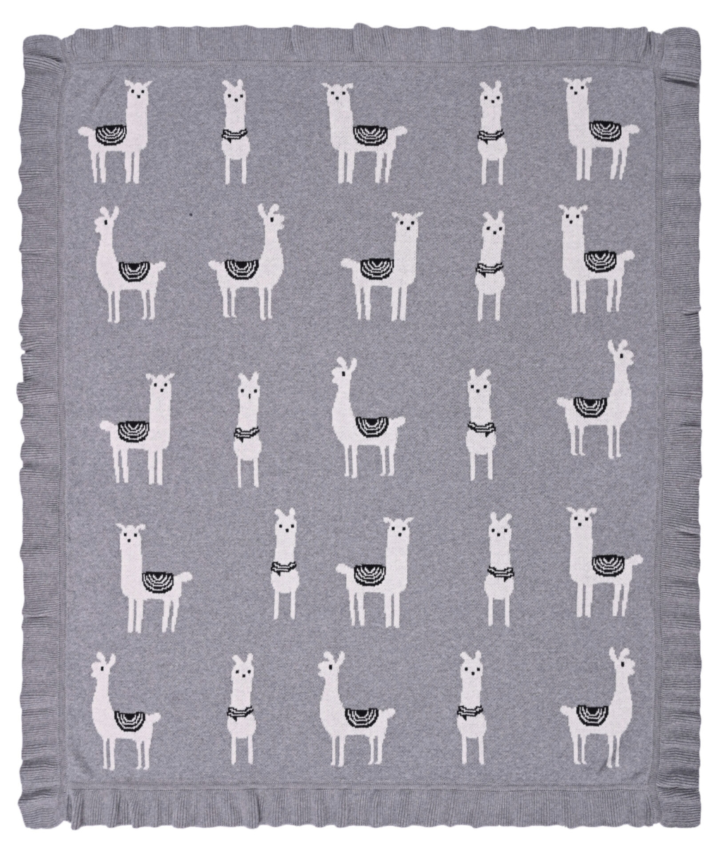 Lama/Toy (Grey) 80x100  Baby blanket with toy