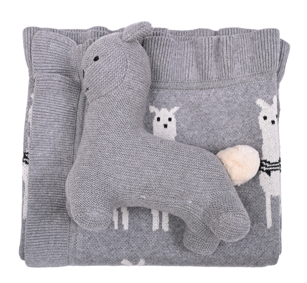 Lama/Toy (Grey) 80x100  Baby blanket with toy