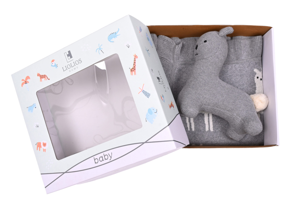 Lama/Toy (Grey) 80x100  Baby blanket with toy