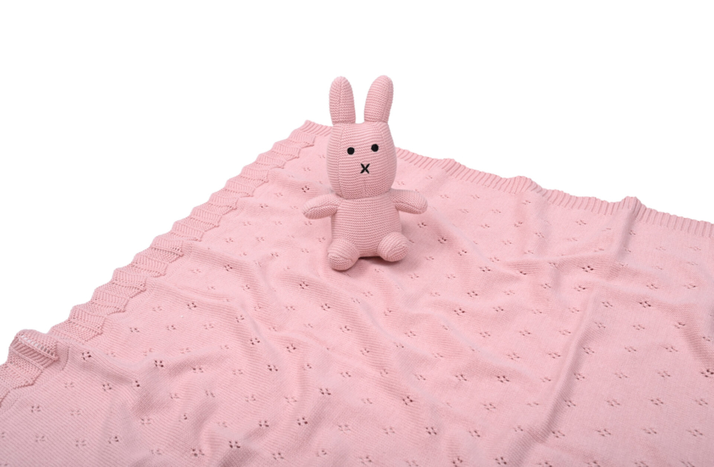 Bunny/Toy (Pink) 80x100  Baby blanket with toy
