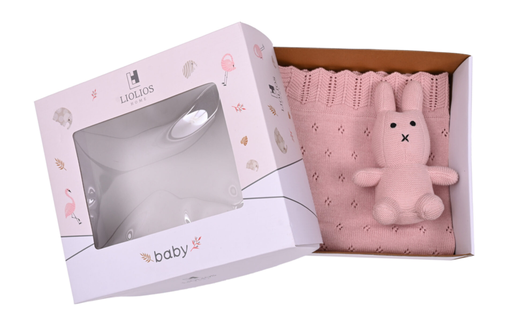 Bunny/Toy (Pink) 80x100  Baby blanket with toy
