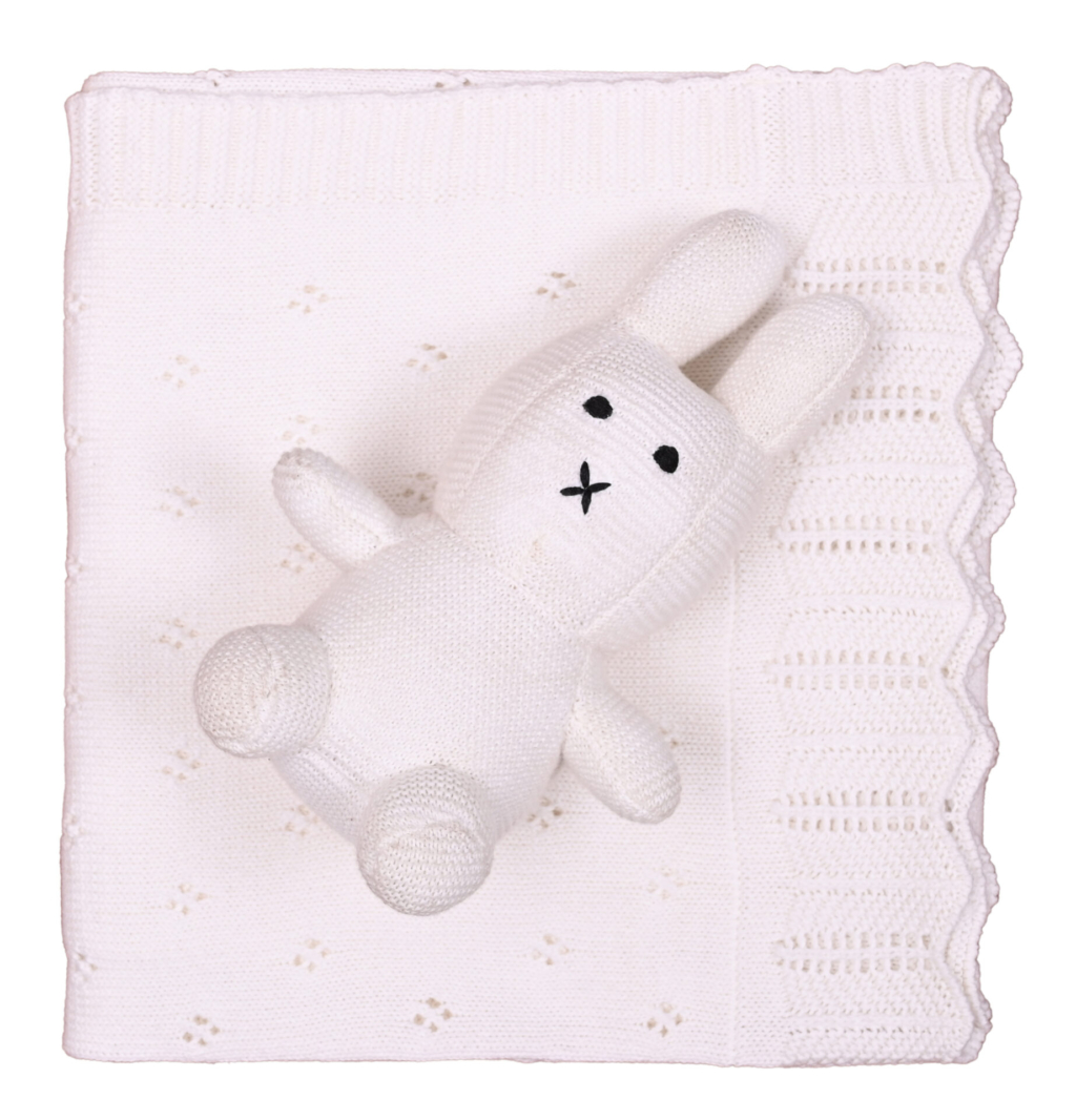 Bunny/Toy (Ivory) 80x100  Baby blanket with toy
