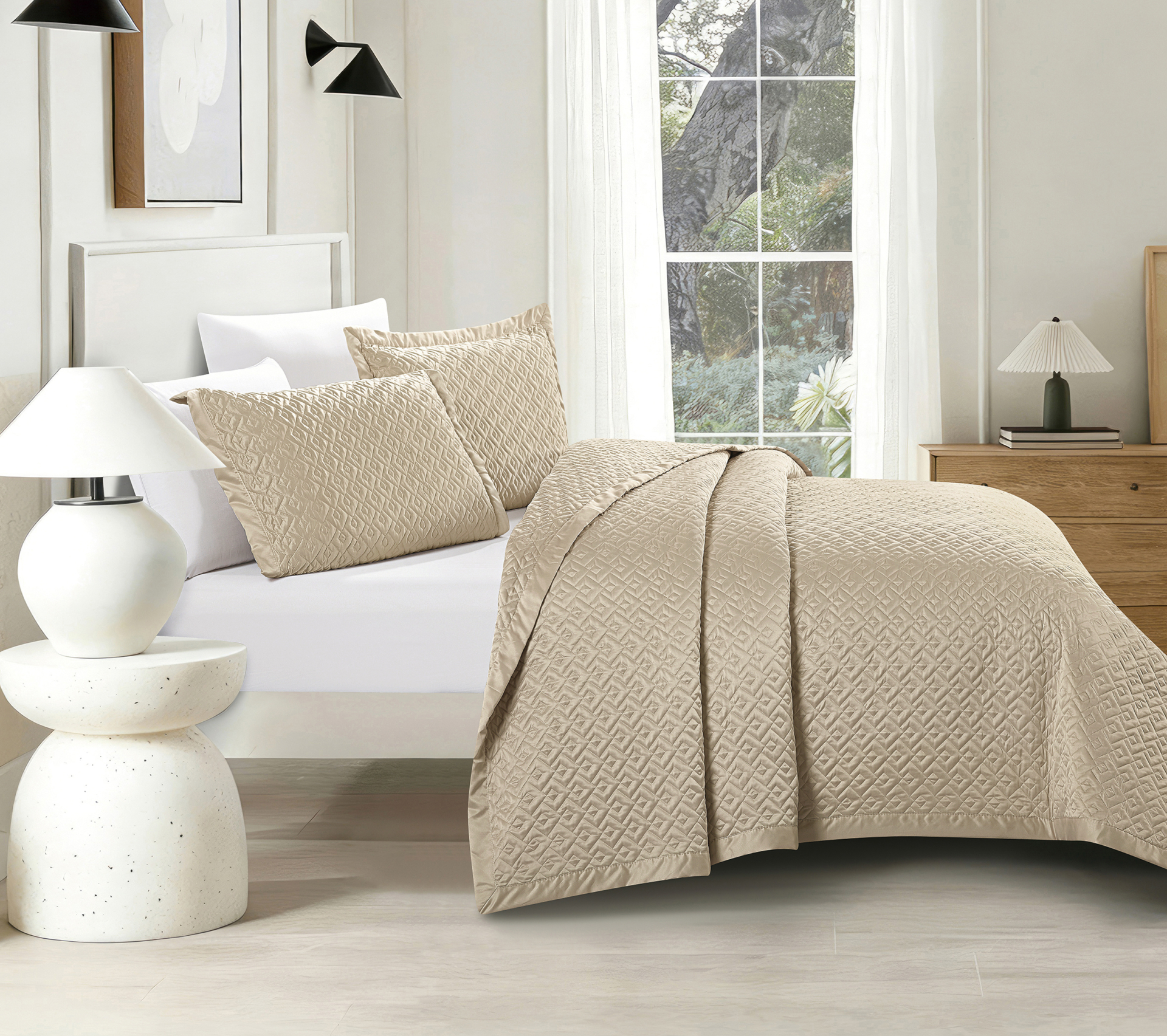 Brillante (Beige) Bedspread 250x240 + Mαξ/θήκες 50x70/2τεμ